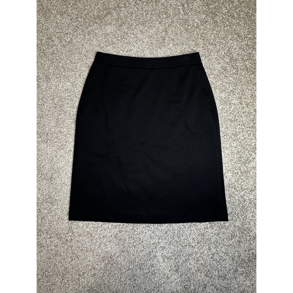 Lands' End Outfitters Black Knit Pencil Skirt Pull On Stretch Career XS